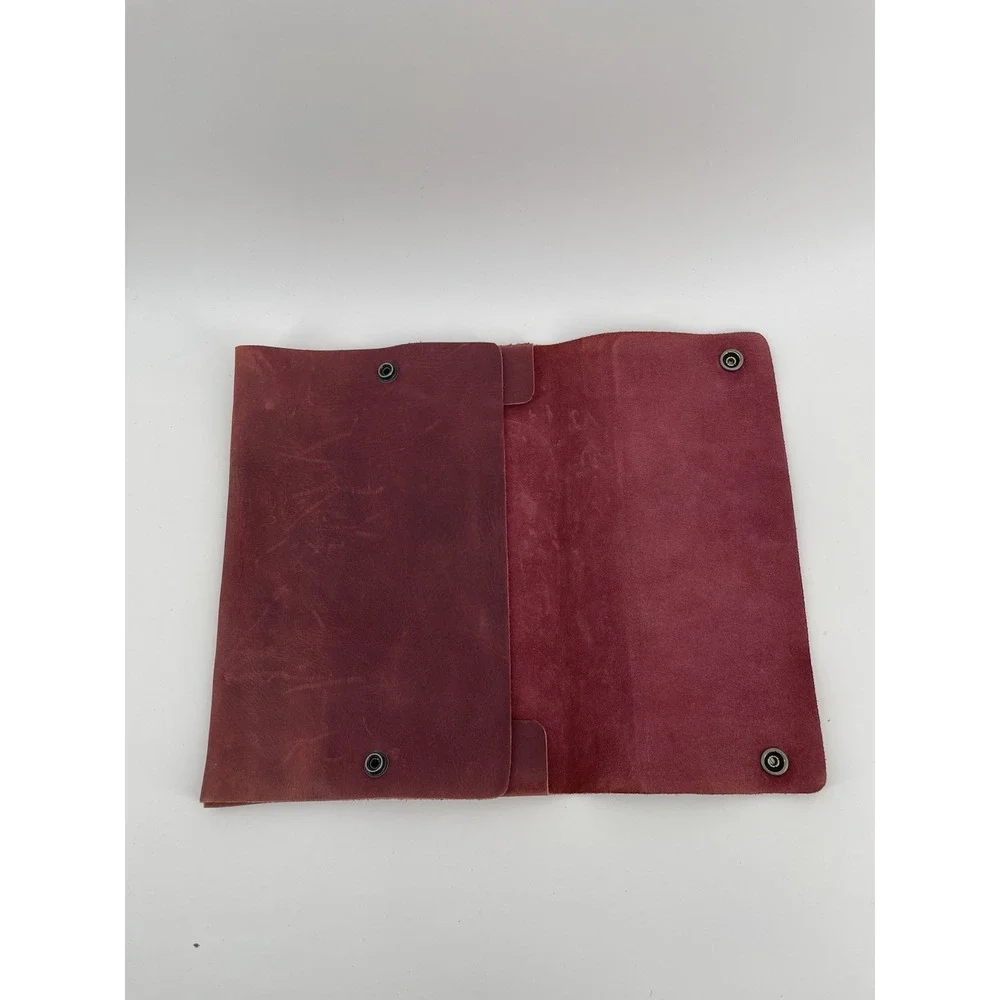 Hide & Drink Leather Pouch Wallet Red Handmade Snap Closure Unisex Rustic.‎